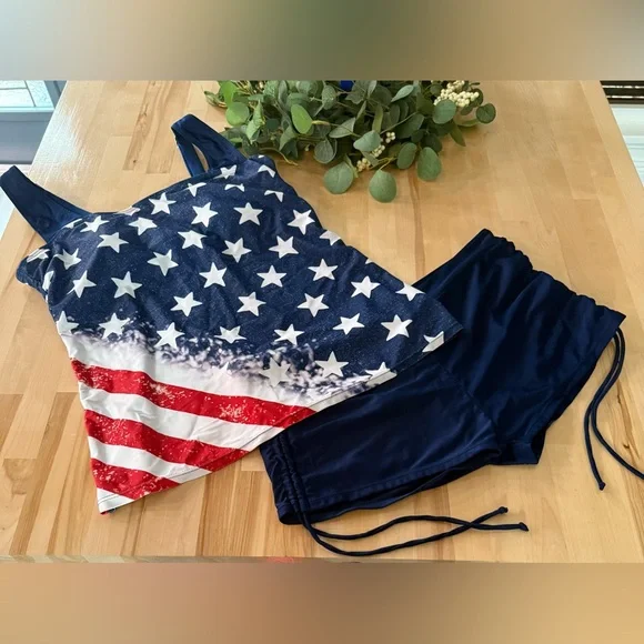Patriotic Star and Stripe Tankini Set - Picture 2 of 5